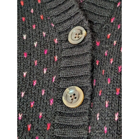 Torrid V Neck Cardigan Sweater Womens 2X Black Pink Heart Button Down Tight Knit - Picture 6 of 9